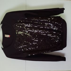 Sequin Front Black Sweater